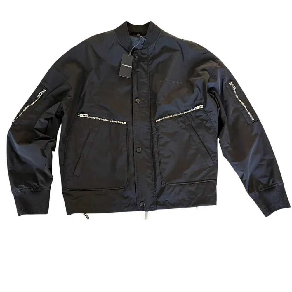 EMPORIO ARMANI Mens Black Nylon‎ Blouson Jacket Size 52, NWT $675